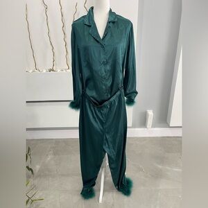 Linea Donatella Teal Satin Pajama Set